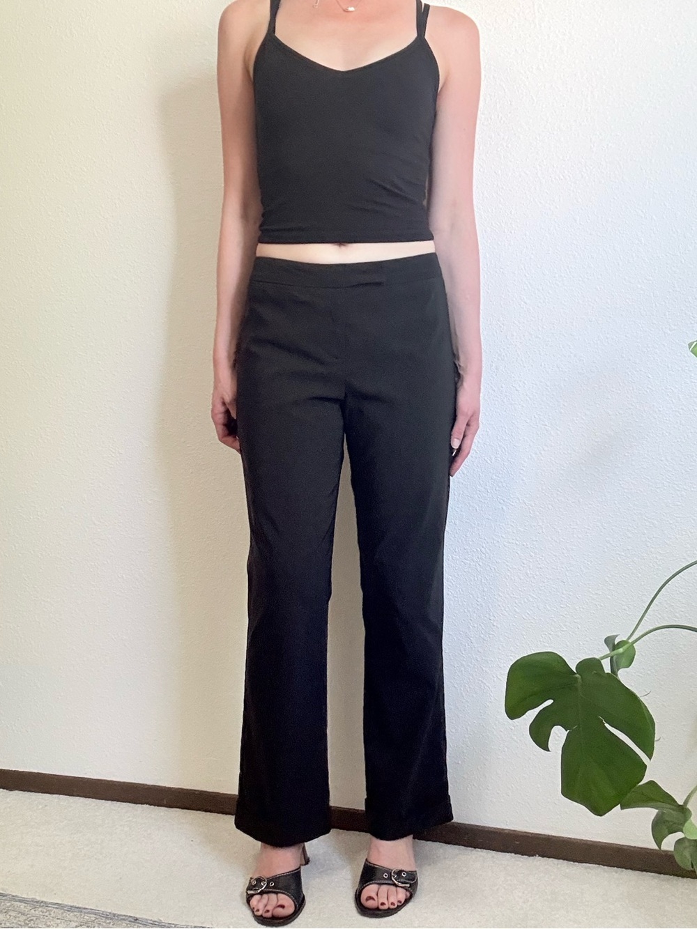 Vintage Poleci Mid Rise Straight Ponte Trousers 90s Y2K Corporate Chic